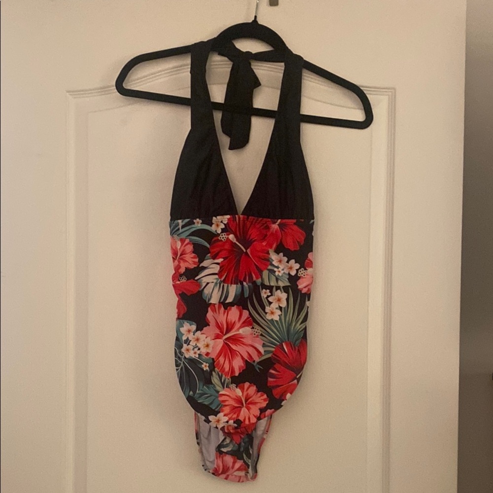 Floral Halter One-Piece Swimsuit